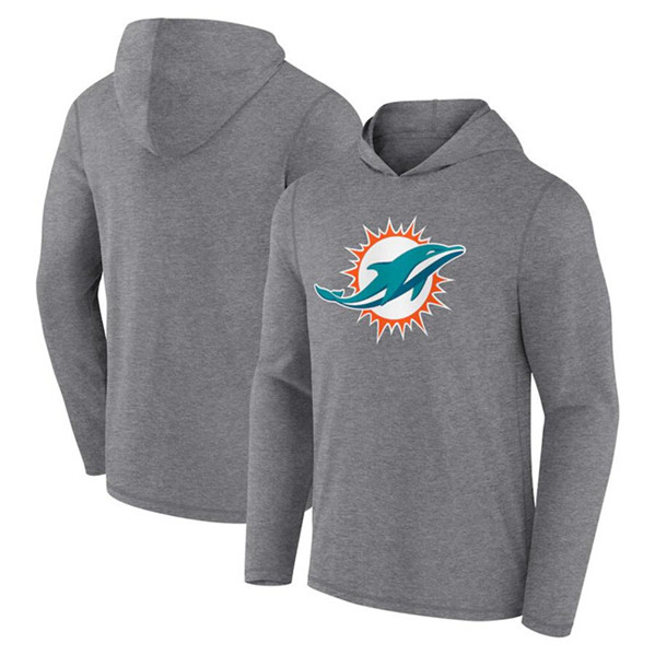 Men's Miami Dolphins Heather Gray Primary Logo Long Sleeve Hoodie